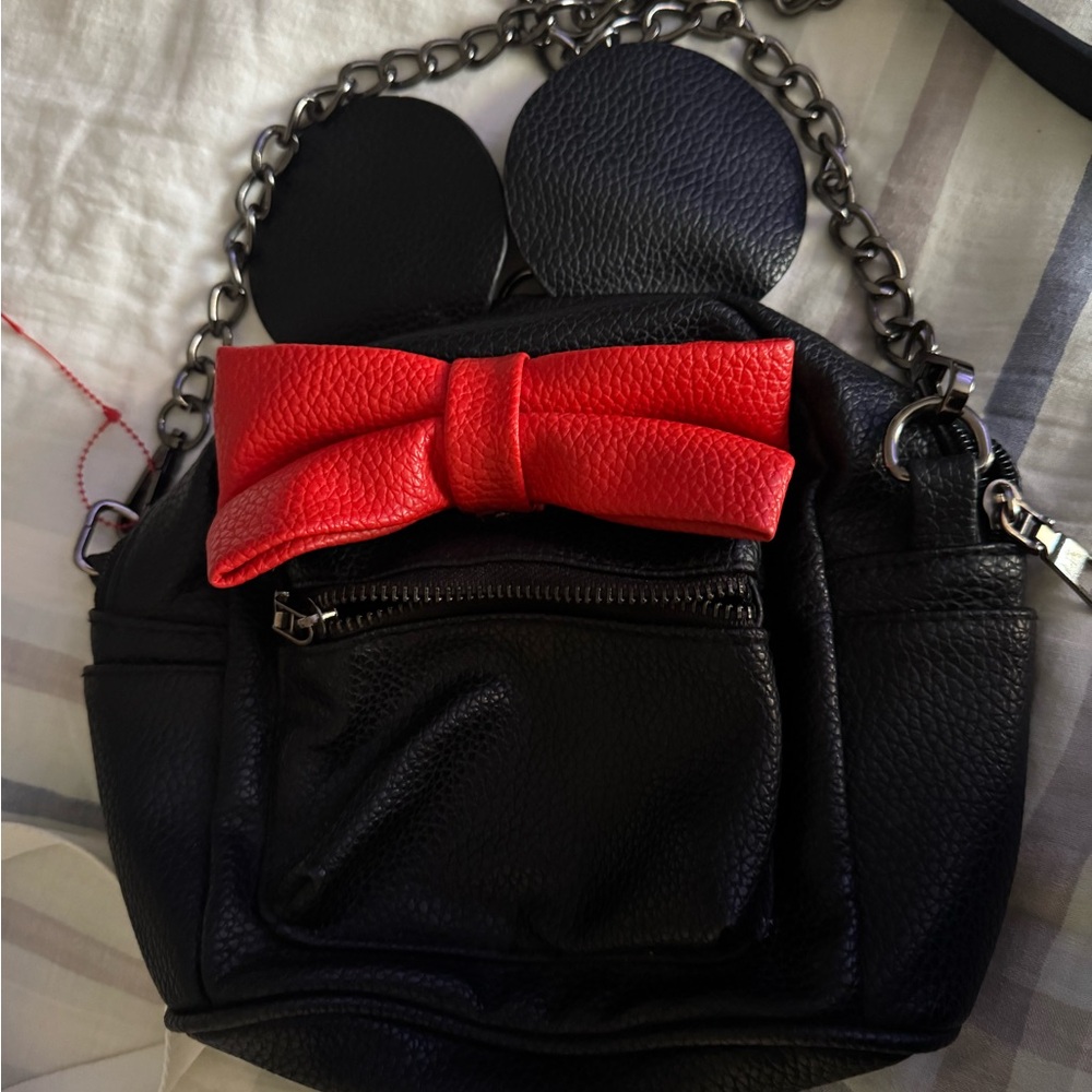 Black Mini Backpack With Red Bow - image 5